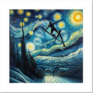 Ski Jumping Starry Night - Winter Sports Posters and Art